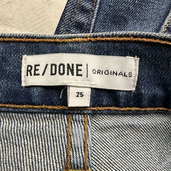 NWT Re/Done Women's High Rise Stovepipe Straight Jeans Size 25 Blue Denim - Picture 4 of 12